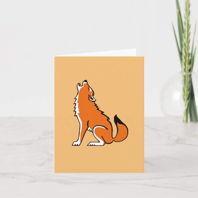 Graphic  Red WOLF - Conservation -Orange Note Card (Front)