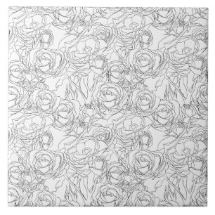 Graphic Rose Ceramic Tile