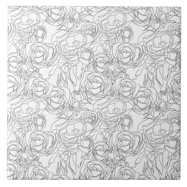 Graphic Rose Ceramic Tile (Front)
