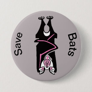 Graphic Save BATS - Endangered animal -Wildlife 7.5 Cm Round Badge