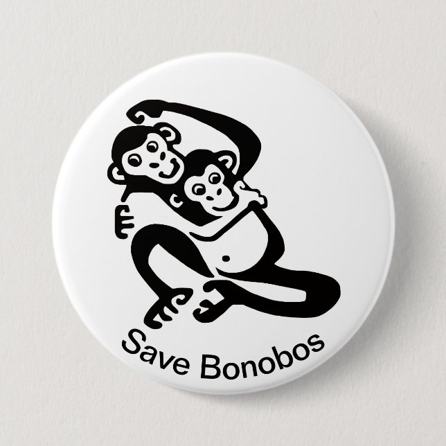 Graphic -Save BONOBOS - Chimpanzee - Wildlife -  7.5 Cm Round Badge (Front)