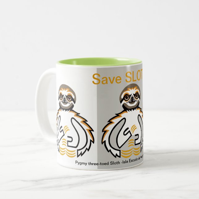 Graphic -  Save SLOTHS -Wildlife warrior - Nature Two-Tone Coffee Mug (Front Left)