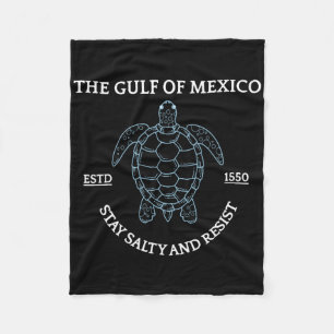 Graphic Sea Turtle Gulf Of Mexico Est 1550 Fleece Blanket
