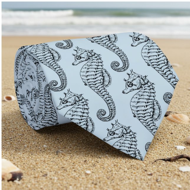 graphic seahorse in light blue tie (Creator Uploaded)