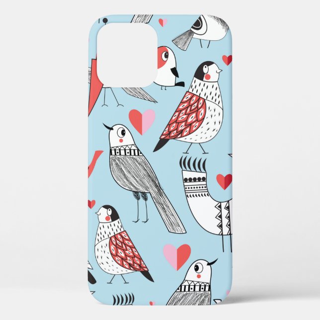 Graphic seamless pattern of funny pictures of bird Case-Mate iPhone case (Back)