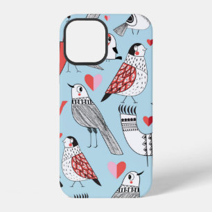 Graphic seamless pattern of funny pictures of bird iPhone 12 case