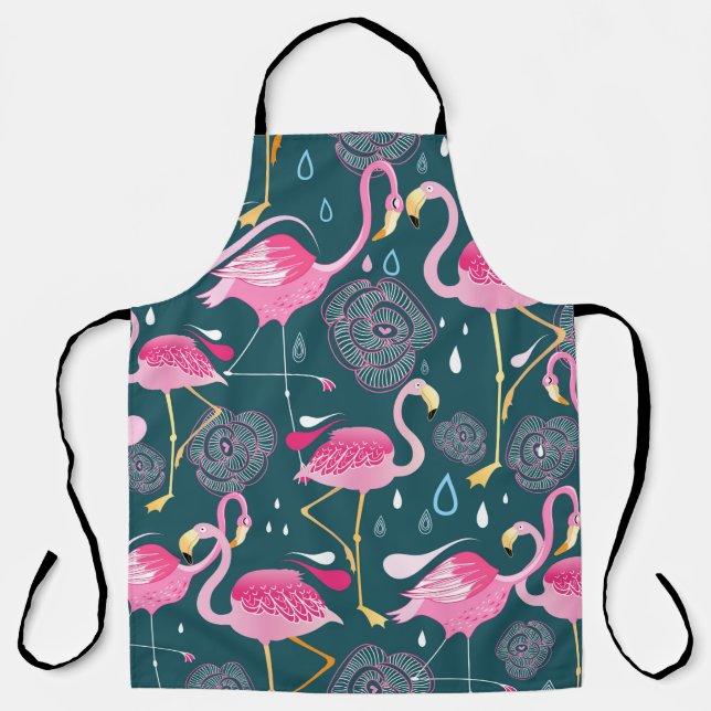 Graphic seamless pattern with bright flowers and f apron (Front)