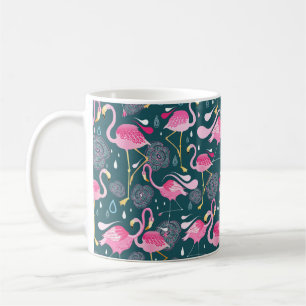 Graphic seamless pattern with bright flowers and f coffee mug