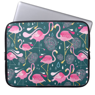 Graphic seamless pattern with bright flowers and f laptop sleeve