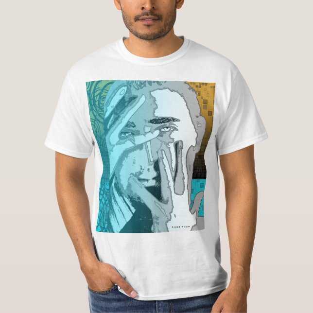 Graphic Silhouette Face Mixed T-Shirt (Front)