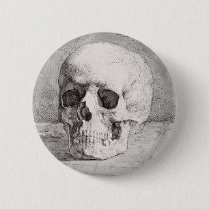 Graphic Skull Art: Minimalist & Bold Ink Design 6 Cm Round Badge