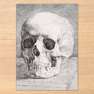 Graphic Skull Art: Minimalist & Bold Ink Design Acrylic Invitations