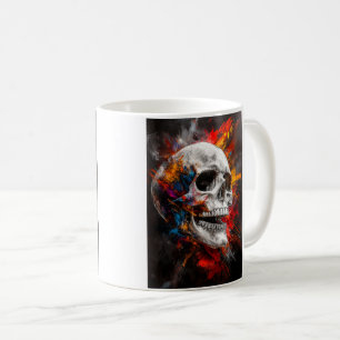 Graphic Skull with Exploding Colours Coffee Mug