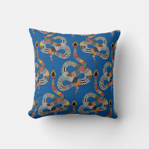 graphic snake electric blue cushion