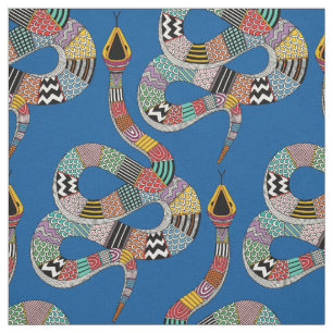 graphic snake electric blue fabric