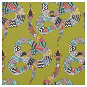 graphic snake herb green fabric