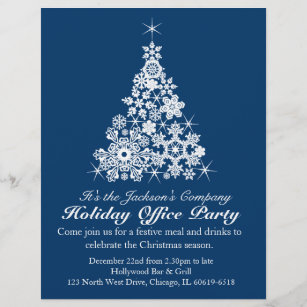 Graphic snowflake tree navy office party flyer letterhead template