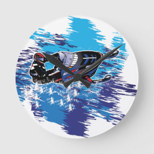 Graphic Snowmobiler Round Clock