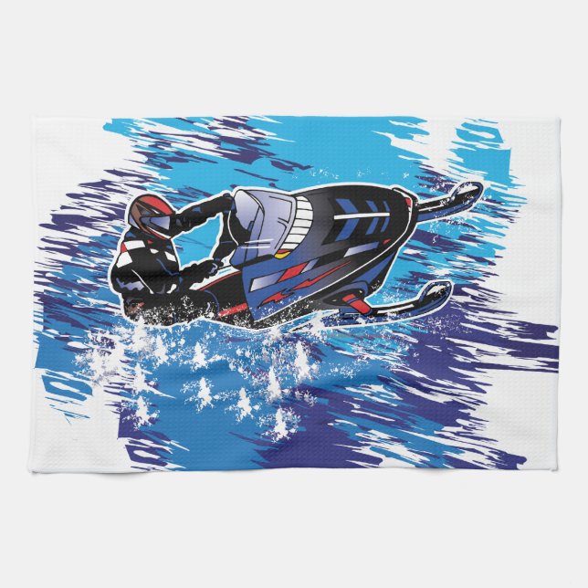 Graphic Snowmobiler Tea Towel (Horizontal)