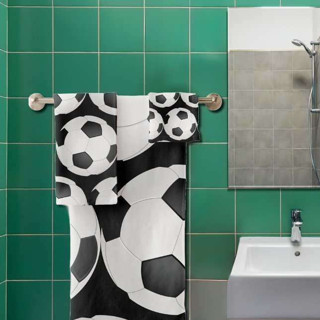 graphic soccer ball pattern bath towel set (Creator Uploaded)