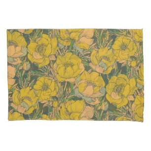 Graphic Spring Trollius Flowers Pillowcase