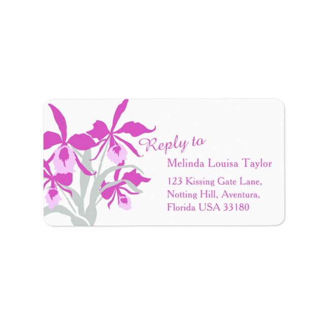 Graphic stylised orchid Cattleya address labels (Front)