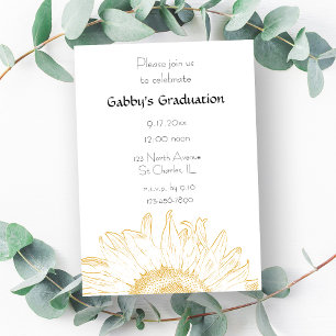 Graphic Sunflower Graduation Party Invitation