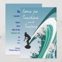 Graphic Surfer on Wave Sunshine and Surfing Party