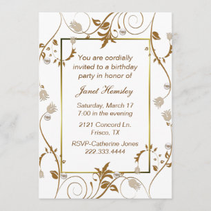 Graphic Swirls & Pearls Ladies Birthday Invitation