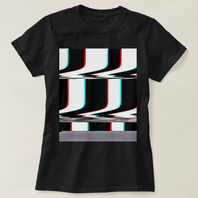 Graphic t-shirt: Glitch stripes with checkboard T-Shirt (Design Front)