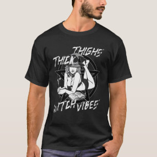 Graphic Thick Thighs Witch Vibes Halloween Women G T-Shirt