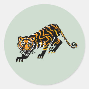 Graphic TIGER - Animal activist -  Wildlife -Green Classic Round Sticker