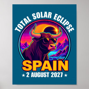 Graphic Total Solar Eclipse Spain August Poster