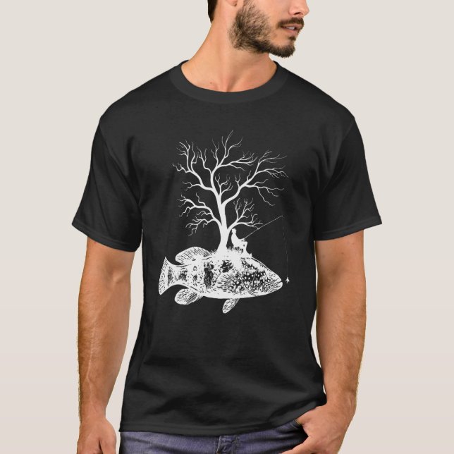 Graphic Tree Fishing Rod  Fish Grouper 1 T-Shirt (Front)