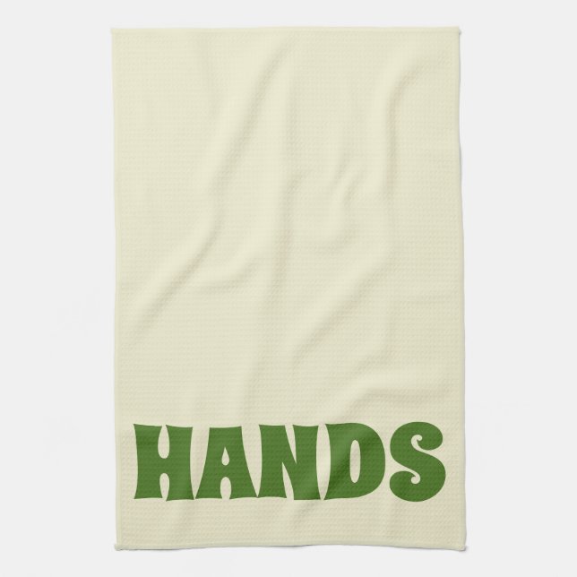 GRAPHIC TYPOGRAPHY HANDS KITCHEN DISH TOWEL (Vertical)