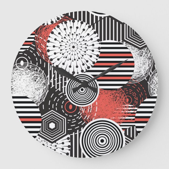 Graphic Vintage Abstract Illustration Elements Large Clock (Front)