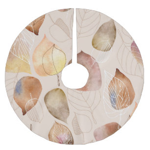 Graphic Watercolor Leaf Autumn Design Brushed Polyester Tree Skirt