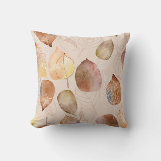 Graphic Watercolor Leaf Autumn Design Cushion