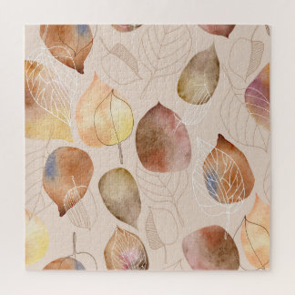 Graphic Watercolor Leaf Autumn Design Jigsaw Puzzle