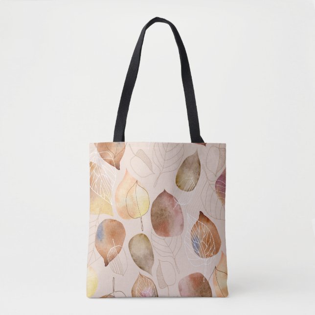 Graphic Watercolor Leaf Autumn Design Tote Bag (Front)