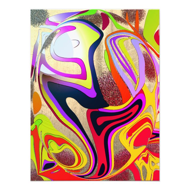 Graphic waves globe - metal bg photo print (Front)