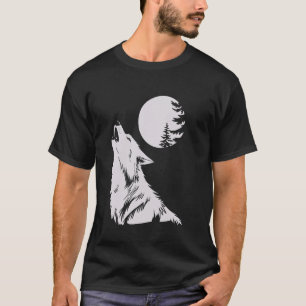Graphic Wolf Howling Moon Forest Nature Animal Wil T-Shirt