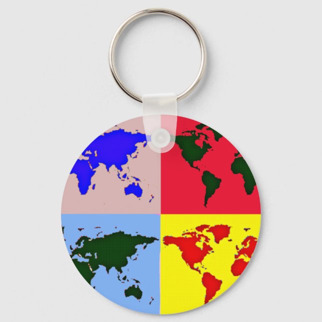 graphic world map key ring (Front)