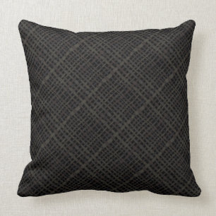 Graphical Black Diagonal Woven Burlap Cushion