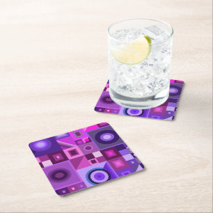 Graphical colourful love mum dad daughter son boss square paper coaster