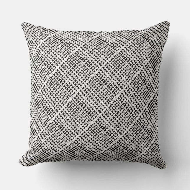 Graphical Diagonal Woven Burlap Silver Cushion (Front)