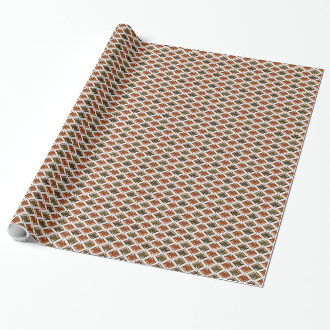 Graphical Diamonds Pattern Red Wrapping Paper (Unrolled)