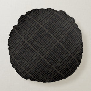 Graphical Natural Colours Woven Burlap Round Cushion