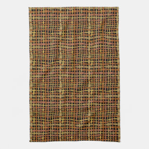 Graphical Natural looking Woven Burlap Red Tea Towel