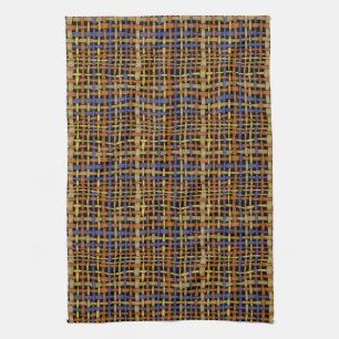 Graphical Natural looking Woven Strings Blue Tea Towel